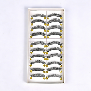 Faux <span class=keywords><strong>cils</strong></span> faits à la main, 10 paires, tige en fil <span class=keywords><strong>de</strong></span> coton doux, point <span class=keywords><strong>de</strong></span> croix, <span class=keywords><strong>cils</strong></span> longs et fins couleur chair, vente en gros - Product Image 2