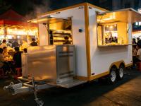 Remolque Móvil para Postres Totalmente Equipado con Máquina de Café de Doble Cabezal y Horno Comercial para Waffles, Ideal para Festivales y Eventos
