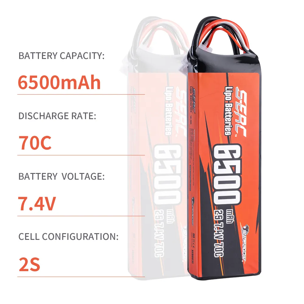 Sunpadow 2S 7.4V Lipo Pin 6500MAh 70C Mềm Gói Với Deans Trx Cắm Cho RC Xe Xe Tải Thuyền Xe Tăng Buggy Racing Sở Thích