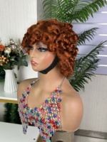 Wig SDD Quality Omotola Buatan Mesin, Rambut Keriting Mengembang 100% Rambut Asli Manusia, Kepadatan Penuh, 10 Inci