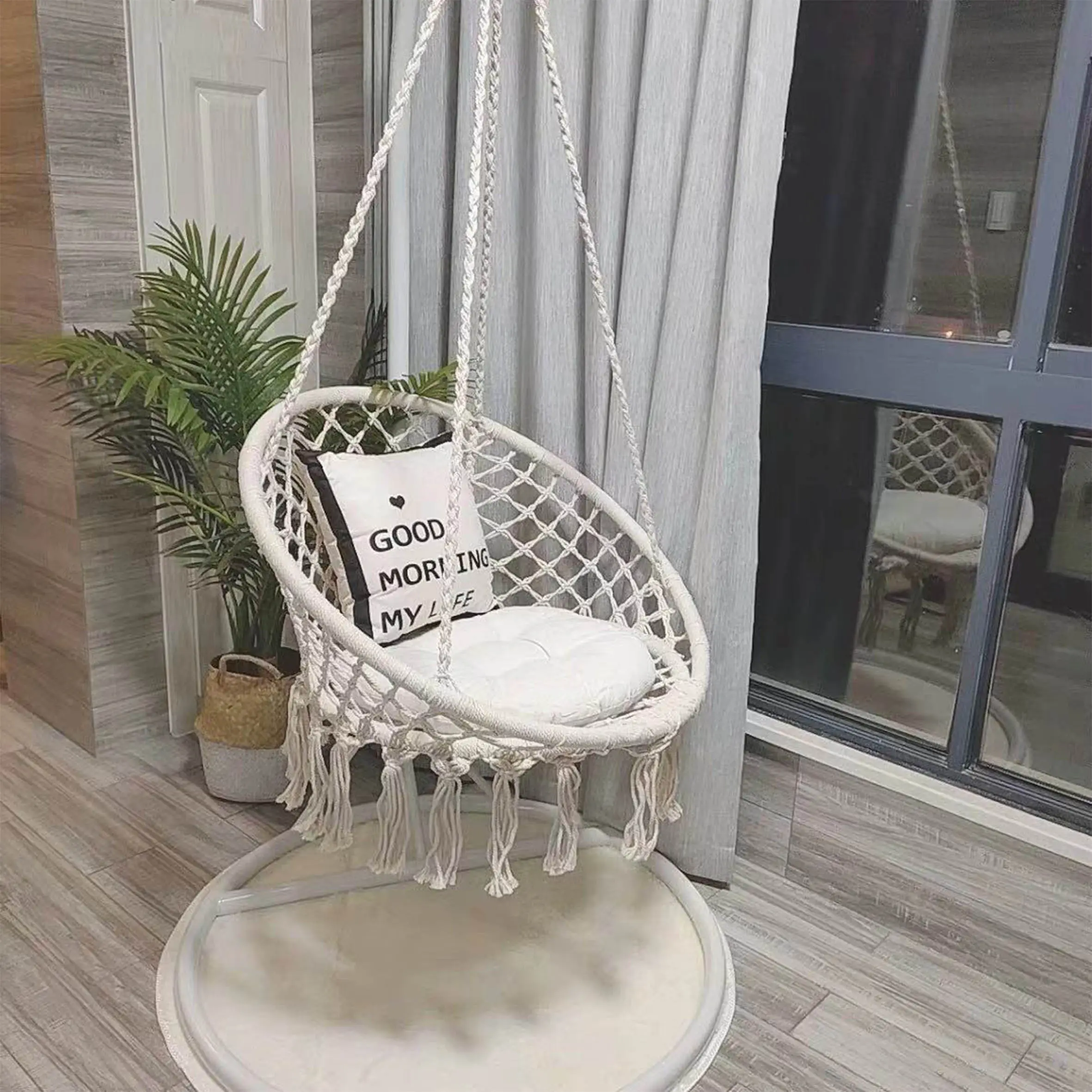 Nordic Weaving Moderno Lazy Swing Balanço Cadeira Polo Indoor, e ao ar livre Grande Pátio Ninho do Rattan Pendurado Egg Chair/