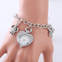 Montre-bracelet à quartz avec strass, motifs cœur, étoile, papillon, tortue, croix, pour usage quotidien, Zegarek Damski