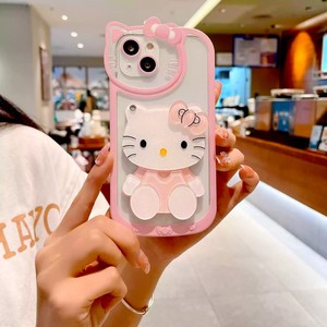 เคสโทรศัพท์ลายการ์ตูนแฟชั่นน่ารัก ดีไซน์แมว KT พร้อมกระจก สำหรับ iPhone 11 12 13 pro max 14plus 15 16  แบบใส - Product Image 5