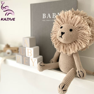 100% algodón Unisex Crochet Lion Teddy Amigurumi Jungle Nursery Decor New Baby Gift Safari Animals Lucky Lion - Product Image 3