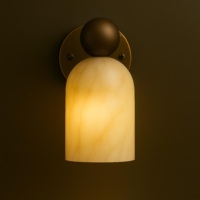 Applique murale LED moderne minimaliste en cuivre et albâtre naturel, lampe de chevet pour chambre d'hôtel, salon, couloir, décoration