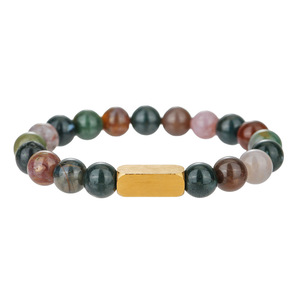 Natural Stone <b>Beaded</b> <b>Bracelet</b> With Gold Plate Bar Simple Design For Women Fashion Jewelry Yiwu Origin - Product Image 5