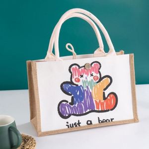 Sac en jute tendance fabriqué en Chine, sac en jute personnalisé avec logo imprimé, sac fourre-tout en jute de haute qualité, sac de shopping en jute - Product Image 3