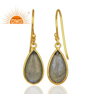 ต่างหูอัญมณีลาบราดอไรต์ธรรมชาติต่างหูชุบทองอินเดียสำหรับผู้หญิงต่างหูเงินเครื่องประดับคอลเลกชันคลาสสิก - Product Image 3