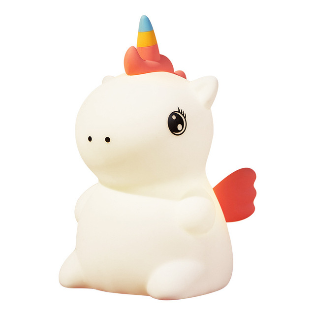 Unicorn Silicone LED Night Light USB Rechargeable Touch Control Colorful Modern Battery Bedroom Decoration Dimmable Pat Light
