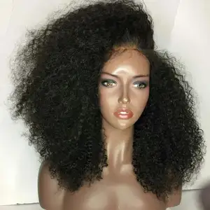 Peruca de cabelo humano cacheado afro, atacado, sem aranha, natural, sem cola, encaracolado, para mulheres negras, com cabelo de bebê