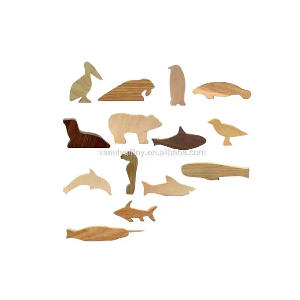 Decorazione di animali dell'oceano del mestiere dello scaffale del mestiere del giocattolo degli animali del mare del faggio di legno naturale