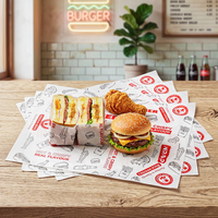 Papier d'emballage pour sandwichs et hamburgers, écologique, résistant à la graisse, recyclable, personnalisé avec logo pour restaurants, vente en gros