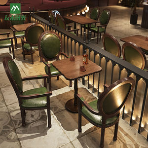 Juego de mesa y silla de Bar americano Retro de madera maciza para restaurante, taberna o cafetería, muebles de comedor - Product Image 4