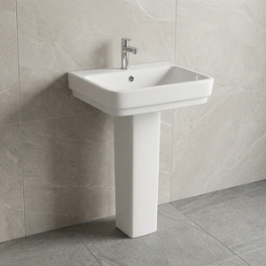 One Piece Bathroom White Color Pedestal Sink Basin Ceramic Stand Cylinder Pedestal Wash Basins - Product Image 5
