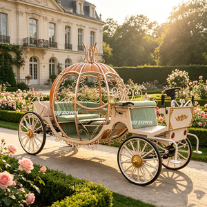 Chariot à Chevaux Citrouille Blanche Dorée de Cendrillon, Transport Romantique pour Entrée de Mariage et Sites Touristiques Panoramiques - Product Image 1