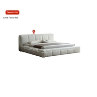 Lit Moderne de Luxe en Bois de Marshmallow, Cadre Personnalisable, Design Minimaliste Italien & Wabi-Sabi, Coussin en Laine d'Agneau, 2m x 2m