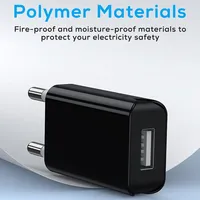 Chargeur mural TKT Slim 10W EU QC3.0 5V 2.4A pour téléphones mobiles, appareils intelligents, caméras d'action et écouteurs