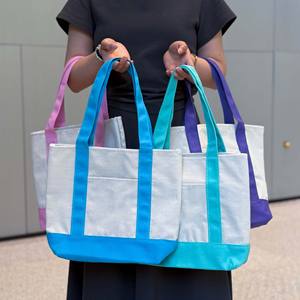 بيع بالجملة كبيرة مخصصة القطن التسوق قماش حمل حقيبة فارغة مخصصة شعار مطبوع التصميم الخاص مع جيب - Product Image 4