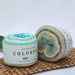 Fabbrica all'ingrosso moda colore <span class=keywords><strong>misto</strong></span> arcobaleno sciarpa <span class=keywords><strong>lana</strong></span> acrilico torta <span class=keywords><strong>misto</strong></span> cotone uncinetto filato - Product Image 2
