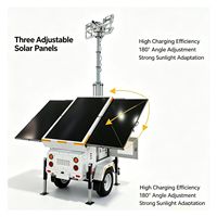 Tour d'éclairage solaire portable avec panneaux en silicium monocristallin, flux lumineux élevé, mât à hauteur réglable pour routes et jardins