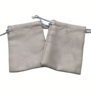 <b>Grey</b> 8*10cm Small Suede Velvet Recyclable Custom Logo Drawstring Bag Pouch for Jewelry <b>Storage</b> Dustproof - Product Image 1