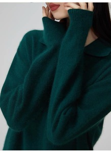 Custom OEM <strong>Women's</strong> Knit Sweater Pullover Casual Knitwear Long Sleeve <strong>Jumper</strong> <strong>Polo</strong> <strong>Neck</strong> Embroidery Designer Sweater for <strong>Women</strong> - Product Image 4