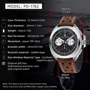 Montre chronographe de luxe pour homme PAGANI Design, style rétro sport, acier inoxydable, cadran panda 2024, quartz, verre saphir, 10 bars d'étanchéité - Product Image 2