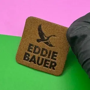 Label Kulit Asli persegi ukuran kecil untuk garmen kustom label kulit mewah daur ulang dengan logo sendiri
