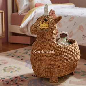 Cesta de almacenamiento hecha a mano con forma de unicornio, de mimbre de jacinto de agua, para decoración de habitación infantil, Vietnam - Product Image 5