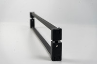 Poignée de porte de douche en acier inoxydable 304 noir mat, barre carrée double face avec barre porte-serviettes pour salle de bain