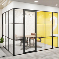 Cloison en verre insonorisée avec cadre en aluminium et verre trempé pour bureau, maison, salle de réunion, hôtel, bâtiment commercial