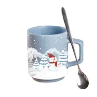 Sneeuwpop Volledige Gedrukt Koffie Keramische Kerst Mok Met Lepel