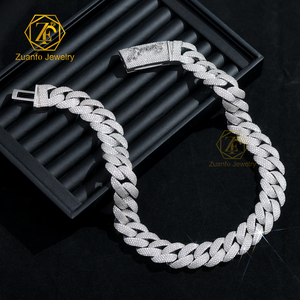 Cadena Cubana <span class=keywords><strong>de</strong></span> Moissanita Blanca <span class=keywords><strong>con</strong></span> <span class=keywords><strong>Oro</strong></span>, Pasa Prueba <span class=keywords><strong>de</strong></span> Diamante VVS, Cadena Miami <span class=keywords><strong>de</strong></span> Plata 925 <span class=keywords><strong>con</strong></span> <span class=keywords><strong>Nombre</strong></span> y Logotipo - Product Image 3