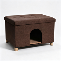 Lit pour chat pliable en forme de rectangle en éponge PP avec tissu en lin pour la maison des animaux