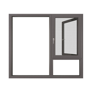 Fenêtres à battants en gros, fenêtres à triple glissière avec battant supérieur pour maisons, cadre fin en aluminium noir, fenêtres à battants - Product Image 5