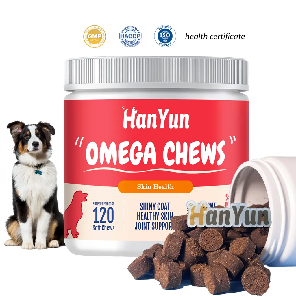 Hanyun Wholesale Omega Chews Pet Nutrition Supplements 100% All Natural Fish Oil Omega 3 Anti Itch Skin And Coat Dog Supplement