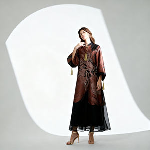 Abaya élégante en polyester sur mesure pour femmes musulmanes, vente en gros, robe OEM - Product Image 2