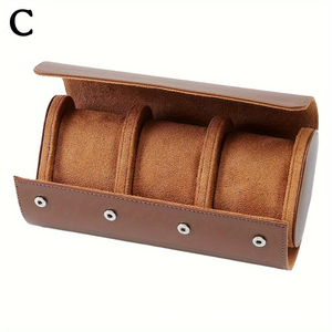 Quality Handmade Protective PU Leather Roll Box for <b>Watches</b> & Jewelry 3 Roll Design Travel Gift <b>Case</b> Packaging Snap Closure - Product Image 2