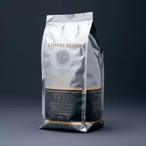 Custom Design Aluminum Foil Matt Black Coffee Beans Packaging Bags With Zipper And Valve
