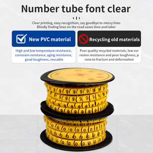 Étiquette de <span class=keywords><strong>marquage</strong></span> de câble 1 m² 1.5 m² Tube en plastique Tube plat Fil électrique Pvc Câble Marqueur Numéro Câble Série EC 0-9Symbole Numéro Fil - Product Image 3