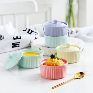 Ramequín de Cerámica Pequeño <span class=keywords><strong>y</strong></span> Económico para Postres, con Tapa, Color Personalizado, al por Mayor - Product Image 1