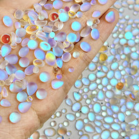 Nouvelles décorations pour ongles : combinaison de diamants ovales et en forme de goutte d'eau, en verre mat bleu, pour professionnels de l'onglerie
