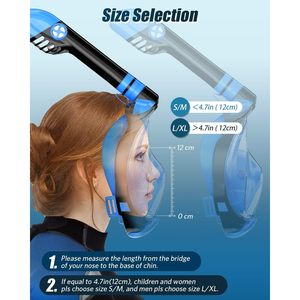 Mascherina Premium Full Face in Silicone per adulti vista panoramica a 180 gradi con attrezzatura Anti-appannamento per lo Snorkeling con supporto per fotocamera - Product Image 6