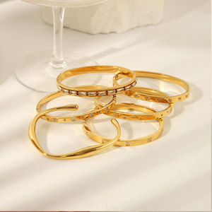 Bulk Luxury 316L Stainless Steel 14k 18k Gold Plated Fashion <b>Bracelets</b> & <b>Bangles</b> Cz Zircon Brand Designer <b>Bracelets</b> for Women - Product Image 2
