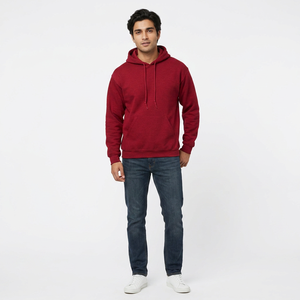 Sudadera con Capucha para Hombre, Color Rojo Cereza, Corte Regular, Transpirable, 100% Algodón, con Cierre, Estilo Vintage, para Invierno - Product Image 1