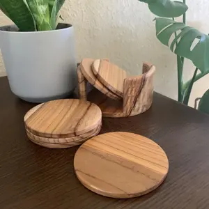 Eco-Friendly Wooden Coaster <b>Set</b> Sturdy Lightweight Water Resistant Elegant Design for Coffee Mug <b>Teacup</b> and Glassware Protection - Product Image 3