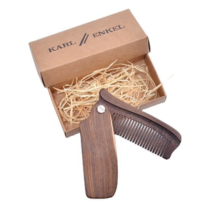 Peine Plegable para Barba de <span class=keywords><strong>Madera</strong></span> Oscura para Hombre, Peine de Aseo de <span class=keywords><strong>Madera</strong></span> Natural con Bisagra de Metal, Antiestático para Barba y Cabello - Product Image 1