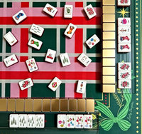 Tuiles de mahjong en acrylique peintes à la main et gravées en profondeur, ensemble pour 4 joueurs, styles de couleurs saisonniers