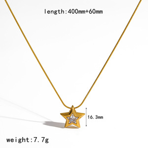 Cadena de Clavícula <span class=keywords><strong>Dina</strong></span> Luxury <span class=keywords><strong>Star</strong></span> con Circonitas, Elegante, Chapada en Oro de 18K, Acero Inoxidable Antidesvanecimiento, Joyería para Mujer - Product Image 5