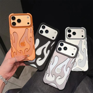 เคสโทรศัพท์ลายเปลวไฟ 3 มิติ แบบด้าน สำหรับ iPhone 17 16 15 14 Pro Max ดีไซน์สร้างสรรค์ ชุบไฟฟ้า นุ่ม - Product Image 6
